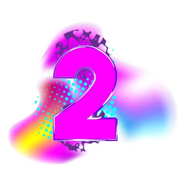 Renkli yarım ton iki numara. Yıldönümü tasarımı. Yıldönümü logosunu kutluyoruz. Soyut tatil tebrik kartı. Vektör illüstrasyonu.