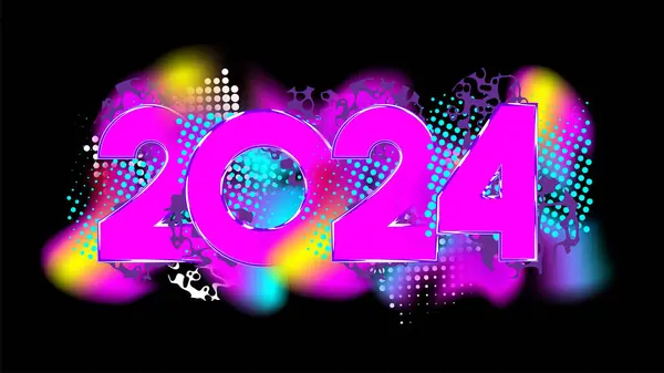 2024 New Year 2024 Gradient Halftone Number Calendar Header Design — Stock Vector