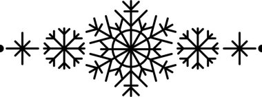 Kar tanesi çerçeve elementi. Yılbaşı ve yeni yıl tebrik kartları ve afişler tasarlamak için kar tanesi silueti. Beyaz arkaplanda izole edilmiş tatil dekorasyonu ögeleri.