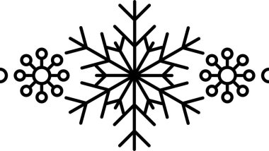 Kar tanesi çerçeve elementi. Yılbaşı ve yeni yıl tebrik kartları ve afişler tasarlamak için kar tanesi silueti. Beyaz arkaplanda izole edilmiş tatil dekorasyonu ögeleri.