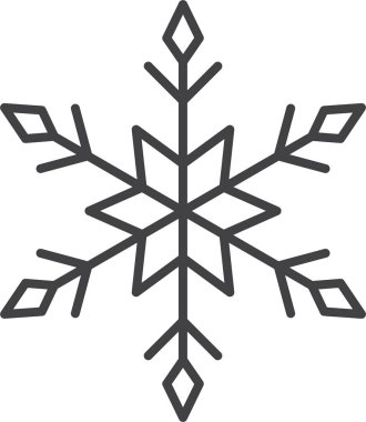 Kar tanesi ikonu. Yılbaşı ve yeni yıl tebrik kartları ve afişler tasarlamak için kar tanesi silueti. Beyaz arkaplanda izole edilmiş tatil dekorasyonu ögeleri.