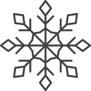 Kar tanesi ikonu. Yılbaşı ve yeni yıl tebrik kartları ve afişler tasarlamak için kar tanesi silueti. Beyaz arkaplanda izole edilmiş tatil dekorasyonu ögeleri.