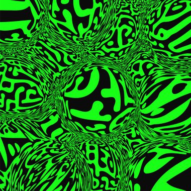 Trippy turing doku saykodelik desen. Neon rengi arka plan. Harika soyut duvar kâğıdı. Kıvrımlı sıvı doku izi. Vektör satırı illüstrasyonu.