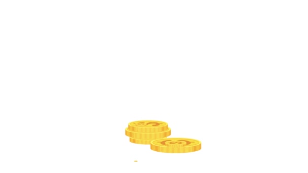 金貨のスタックは アルファチャンネルでアニメーションを成長させます 株式市場 経済のための2Dビジネスビデオ 金融インフォグラフィック — ストック動画