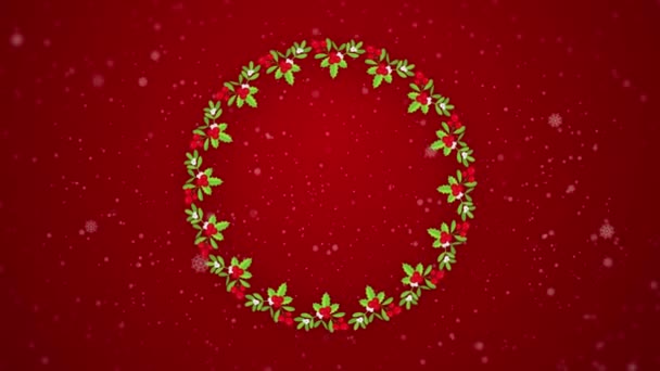 Corona Navidad Animación Marco Floral Redondo Con Decoraciones Caramelos Campanas — Vídeos de Stock