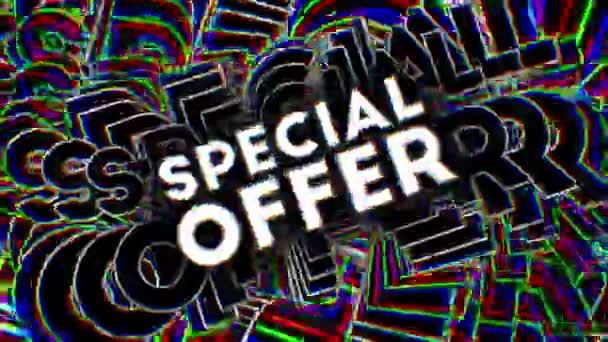 Speciale Aanbieding Trippy Geanimeerde Tekst Hypnotische Warp Optische Illusie Animatie — Stockvideo