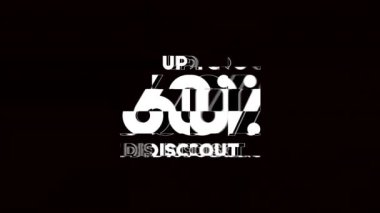 Yüzde 60 indirim. Dinamik yer değiştiren satış metni animasyonu. Geometri çizgisi mozaik tipografi. Hatalı metni engelle. 2d bükülme hareketi grafiği.