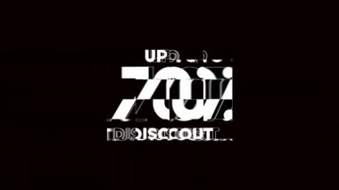 Yüzde 70 indirim. Dinamik yer değiştiren satış metni animasyonu. Geometri çizgisi mozaik tipografi. Hatalı metni engelle. 2d bükülme hareketi grafiği.