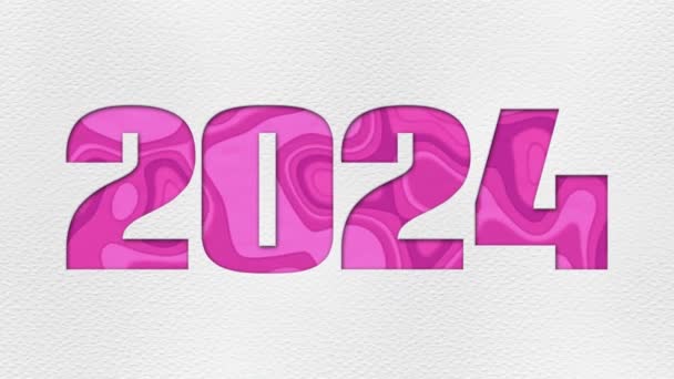 2024 Animovaná Novoroční Pohlednice Barevný Papír Střih Abstraktní Animace Papírové — Stock video