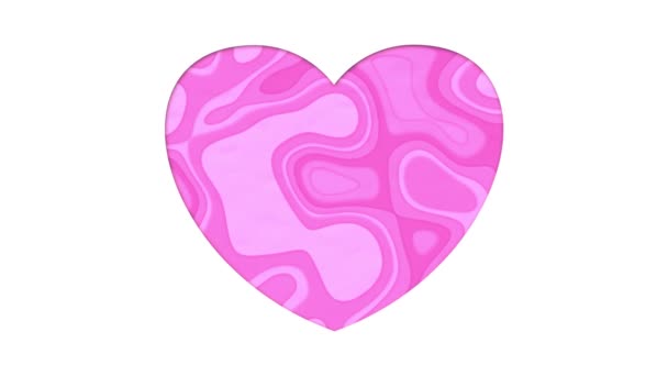 Cartellino Cardiaco Rosa Animato Colore Carta Tagliata Animazione Astratta Onde — Video Stock