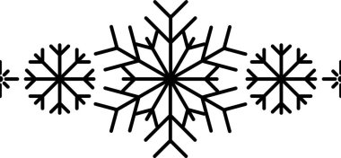 Kar tanesi çerçeve elementi. Yılbaşı ve yeni yıl tebrik kartları ve afişler tasarlamak için kar tanesi silueti. Beyaz arkaplanda izole edilmiş tatil dekorasyonu ögeleri.