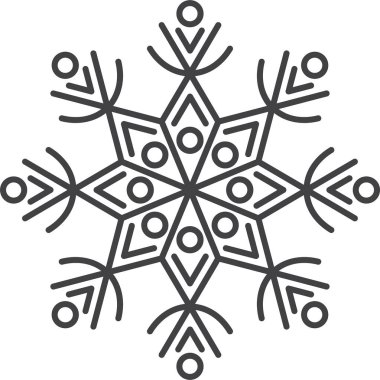 Kar tanesi ikonu. Yılbaşı ve yeni yıl tebrik kartları ve afişler tasarlamak için kar tanesi silueti. Beyaz arkaplanda izole edilmiş tatil dekorasyonu ögeleri.