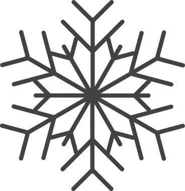 Kar tanesi ikonu. Yılbaşı ve yeni yıl tebrik kartları ve afişler tasarlamak için kar tanesi silueti. Beyaz arkaplanda izole edilmiş tatil dekorasyonu ögeleri.