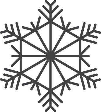 Kar tanesi ikonu. Yılbaşı ve yeni yıl tebrik kartları ve afişler tasarlamak için kar tanesi silueti. Beyaz arkaplanda izole edilmiş tatil dekorasyonu ögeleri.