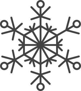 Kar tanesi ikonu. Yılbaşı ve yeni yıl tebrik kartları ve afişler tasarlamak için kar tanesi silueti. Beyaz arkaplanda izole edilmiş tatil dekorasyonu ögeleri.