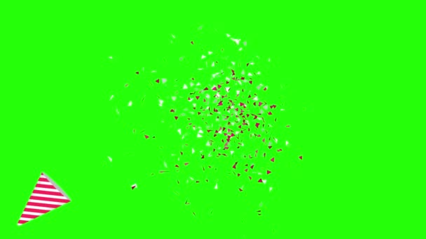 Party Popper Animatie Groen Scherm Geanimeerde Kleurrijke Confetti Explosie Chromakey — Stockvideo