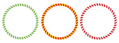 Noel Şeker Çerçevesi. Çizgili kurdele çıkartması. Lolipop desenli kenar. Tebrik kartları için kış tatili süsü. Düz vektör illüstrasyonu.