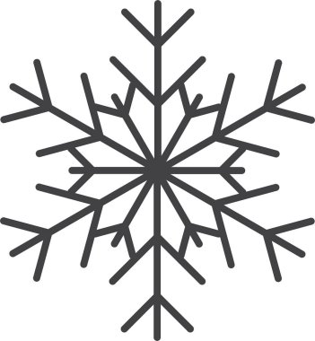 Kar tanesi ikonu. Yılbaşı ve yeni yıl tebrik kartları ve afişler tasarlamak için kar tanesi silueti. Beyaz arkaplanda izole edilmiş tatil dekorasyonu ögeleri.