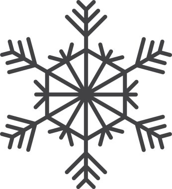 Kar tanesi ikonu. Yılbaşı ve yeni yıl tebrik kartları ve afişler tasarlamak için kar tanesi silueti. Beyaz arkaplanda izole edilmiş tatil dekorasyonu ögeleri.