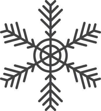 Kar tanesi ikonu. Yılbaşı ve yeni yıl tebrik kartları ve afişler tasarlamak için kar tanesi silueti. Beyaz arkaplanda izole edilmiş tatil dekorasyonu ögeleri.