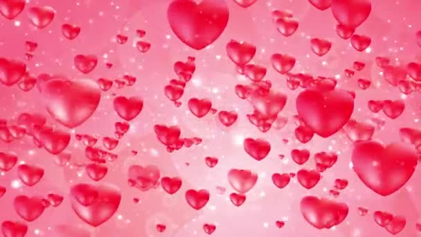 Día San Valentín Fondo Animado Con Corazones Voladores Tarjeta Vídeo — Vídeos de Stock