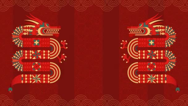 2024 Dragon Lunar Chinese New Year Kartu Video Karakter Asia — Stok Video