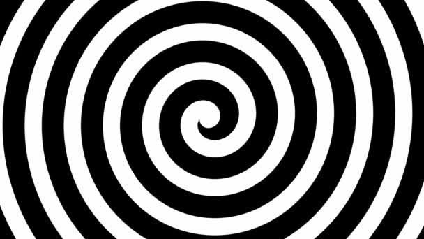 Radicale Hypnotische Spiraalvormige Animatie Zwart Wit Draaikolk Psychedelische Draaikolktunnel Animatie — Stockvideo