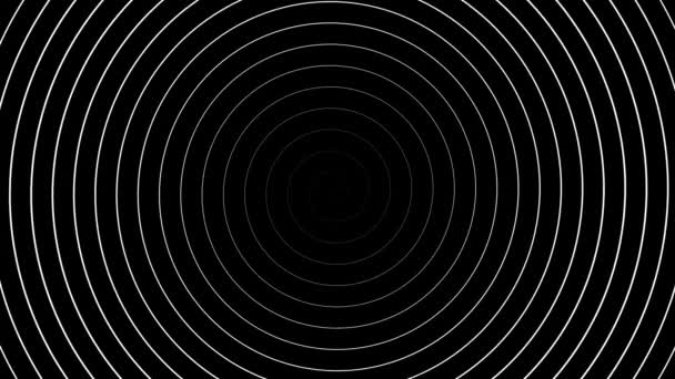Radial Hypnotic Spiral Animation Black White Swirl Psychedelic Whirlpool Tunnel — Stock Video