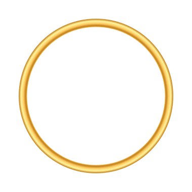 Altın rengi, ince çerçeve. Altın lüks daire logosu. Gerçekçi metalik sınır. Zarif birinci sınıf amblem. Beyaz arkaplanda izole edilmiş vektör illüstrasyon eps10.