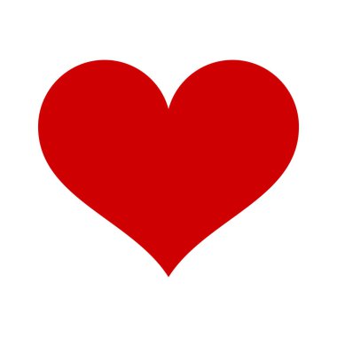 Kırmızı kalp yassı ikonu. Sevgililer Günü, aşkın sembolü. Düğün kartı için dekoratif tasarım unsuru, davet. Vektör illüstrasyonu beyaz arkaplanda izole edildi.