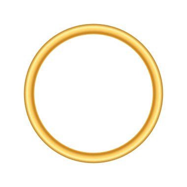 Altın rengi, ince çerçeve. Altın lüks daire logosu. Gerçekçi metalik sınır. Zarif birinci sınıf amblem. Beyaz arkaplanda izole edilmiş vektör illüstrasyon eps10.