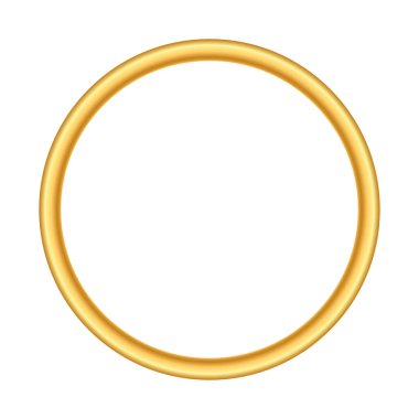 Altın rengi, ince çerçeve. Altın lüks daire logosu. Gerçekçi metalik sınır. Zarif birinci sınıf amblem. Beyaz arkaplanda izole edilmiş vektör illüstrasyon eps10.