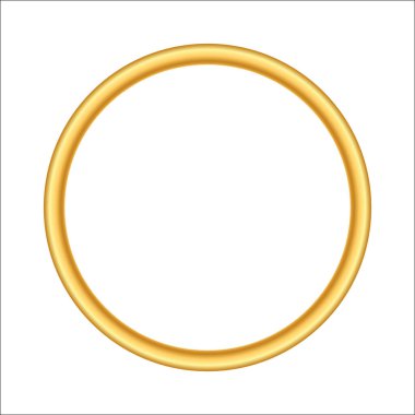 Altın rengi, ince çerçeve. Altın lüks daire logosu. Gerçekçi metalik sınır. Zarif birinci sınıf amblem. Beyaz arkaplanda izole edilmiş vektör illüstrasyon eps10.