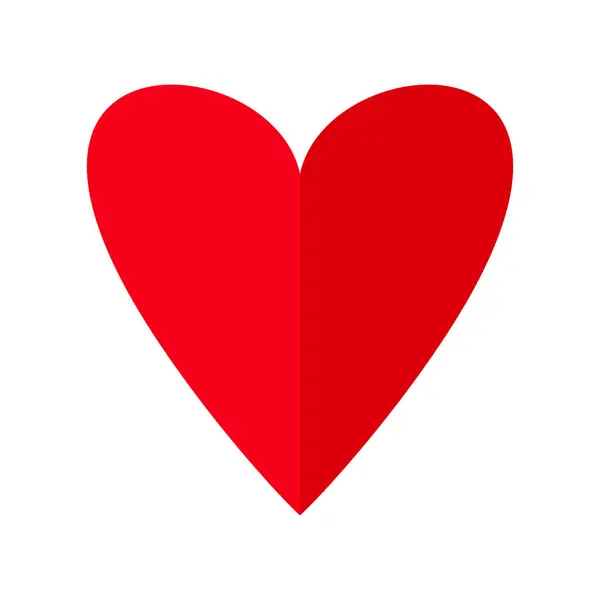 Red Heart Icon Folded Half Valentines Day Symbol Love Decorative — Stock Vector