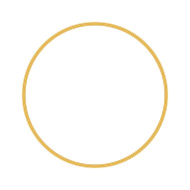 Altın rengi, ince çerçeve. Altın lüks daire logosu. Gerçekçi metalik sınır. Zarif birinci sınıf amblem. Beyaz arkaplanda izole edilmiş vektör illüstrasyon eps10.