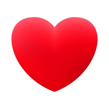 Kırmızı gerçekçi kalp ikonu beyaz arkaplanda izole edilmiş. 3d vektör illüstrasyonu. Aşkın lüks sembolü. Sevgililer Günü için altın dekoratif tasarım unsuru, düğün kartı, davetiye. EPS 10.