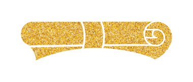 Altın simli diploma ikonu. Yuvarlak kağıt, parşömen. Eğitim belgesi. Üniversite mezuniyet sertifikası Bekar, yüksek lisans ya da profesör..