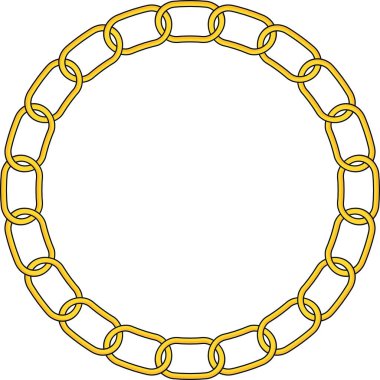 Round Chain frame. Circle chains border. Boho bracelet with pendants, rope, bow. Vintage flat cartoon vector illustration isolated on white background.