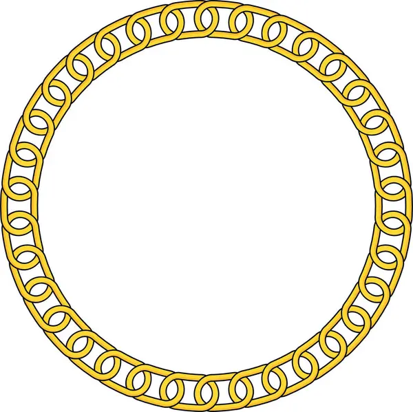 Round Chain frame. Circle chains border. Boho bracelet with pendants, rope, bow. Vintage flat cartoon vector illustration isolated on white background.