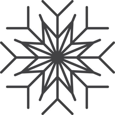 Kar tanesi ikonu. Yılbaşı ve yeni yıl tebrik kartları ve afişler tasarlamak için kar tanesi silueti. Beyaz arkaplanda izole edilmiş tatil dekorasyonu ögeleri.