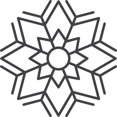 Kar tanesi ikonu. Yılbaşı ve yeni yıl tebrik kartları ve afişler tasarlamak için kar tanesi silueti. Beyaz arkaplanda izole edilmiş tatil dekorasyonu ögeleri.