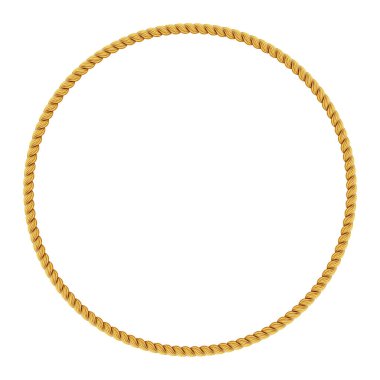 Altın kıvrımlı halat daire çerçeve. Yuvarlak halat sınırı. Örgülü ipek kordon yüzüğü. Lüks mücevherler. Vektör illüstrasyonu EPS 10.