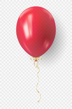 3D gerçekçi kırmızı şeffaf balon. ABD Bağımsızlık Günü vatanseverlik tasarımı. 4 Temmuz partisi için Amerikan bayrağı renk süslemesi. Vektör illüstrasyonu EPS 10.