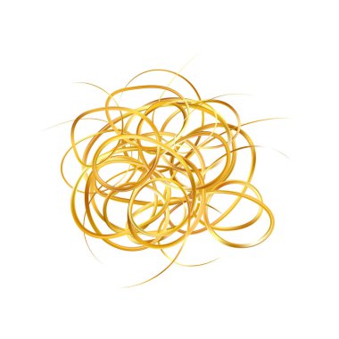 Altın karalama soyut çizgisi. Elle çizilmiş kıvırcık kıvrımlar, yumruklar ve saldırılar. Üç boyutlu dalga, altın girdap. Kıvrımlı altı ya da üstü çizili. Vektör eps10 illüstrasyonu.