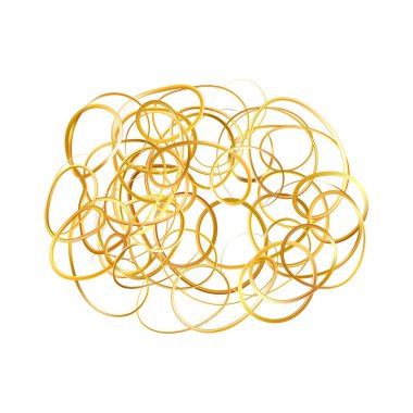 Altın karalama soyut çizgisi. Elle çizilmiş kıvırcık kıvrımlar, yumruklar ve saldırılar. Üç boyutlu dalga, altın girdap. Kıvrımlı altı ya da üstü çizili. Vektör eps10 illüstrasyonu.