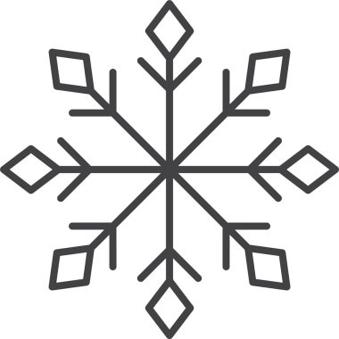 Kar tanesi ikonu. Yılbaşı ve yeni yıl tebrik kartları ve afişler tasarlamak için kar tanesi silueti. Beyaz arkaplanda izole edilmiş tatil dekorasyonu ögeleri.