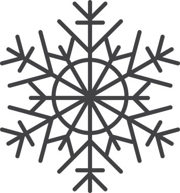 Kar tanesi ikonu. Yılbaşı ve yeni yıl tebrik kartları ve afişler tasarlamak için kar tanesi silueti. Beyaz arkaplanda izole edilmiş tatil dekorasyonu ögeleri.