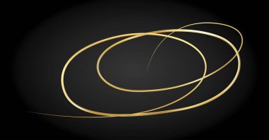 Altın karalama soyut çizgisi. Elle çizilmiş kıvırcık kıvrımlar, yumruklar ve saldırılar. Üç boyutlu dalga, altın girdap. Kıvrımlı altı ya da üstü çizili. Vektör eps10 illüstrasyonu.