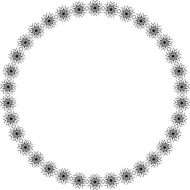 Kar tanesi dairesi çerçevesi. Sınırda kar taneleri var. Noel ve Yeni Yıl tebrik kartları ve afişler için tasarım malzemeleri. Beyaz arkaplanda tatil dekorasyonu izole edildi.