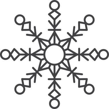 Kar tanesi ikonu. Yılbaşı ve yeni yıl tebrik kartları ve afişler tasarlamak için kar tanesi silueti. Beyaz arkaplanda izole edilmiş tatil dekorasyonu ögeleri.